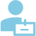 Blue icon of person with briefcase symbolizing business services