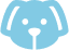 Blue dog face icon with floppy ears, minimalist design